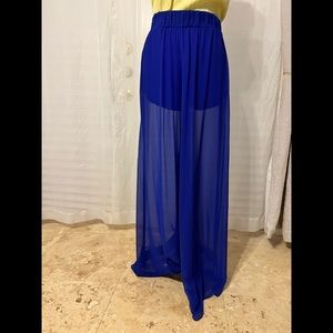 Symphony brand Royal Blue Chiffon Pants. Size L